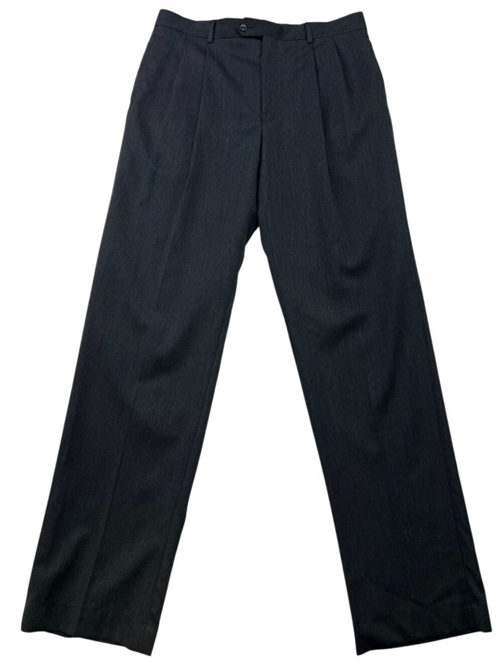 Jos A Bank Mens Wool Pleated Dress Pants Size 35 Black Relaxed Fit Straight Leg